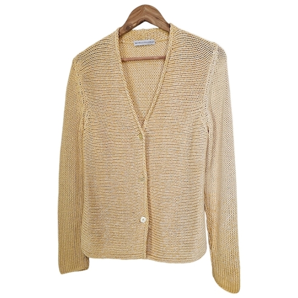Brunello Cucinelli Ombre Cardigan Sweater Women Yellow Size Medium V-Neck Cotton - Picture 5 of 16